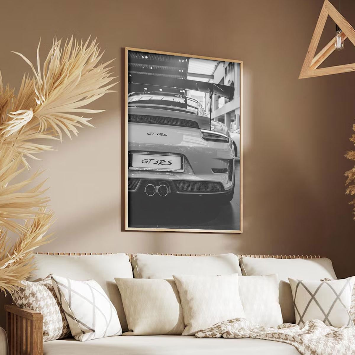 Porsche GT3 RS Black and White Poster