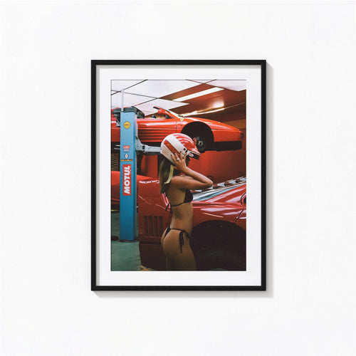 Vintage Ferrari Woman Car Poster