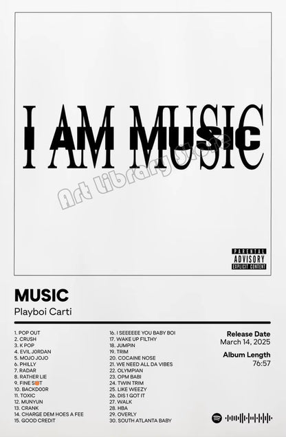 Playboi Carti 'I Am Music' Album Cover Poster Canvas
