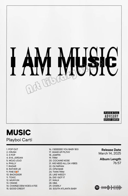 Playboi Carti 'I Am Music' Album Cover Poster Canvas