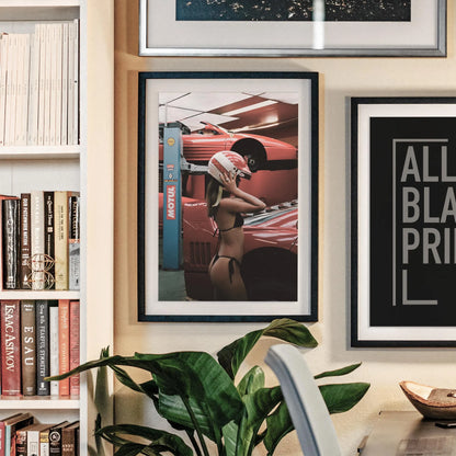 Vintage Ferrari Woman Car Poster