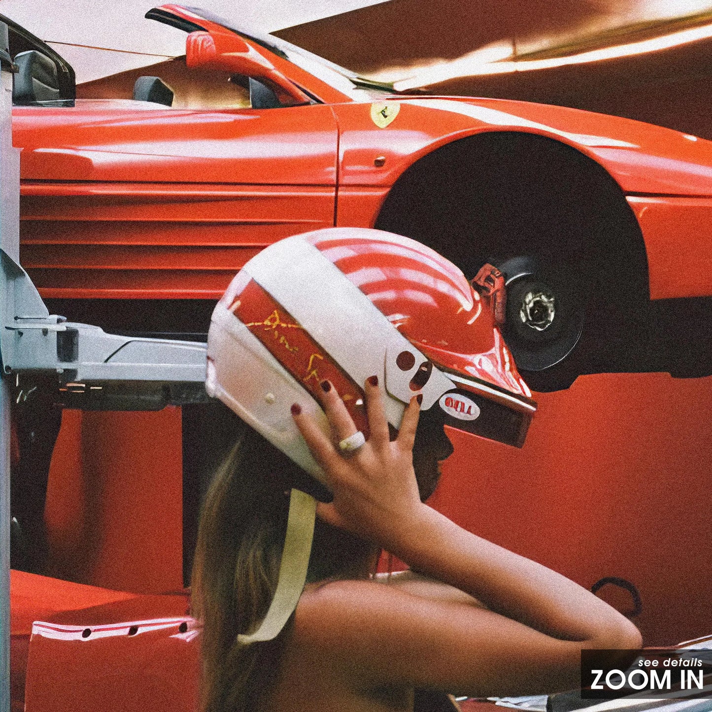 Vintage Ferrari Woman Car Poster