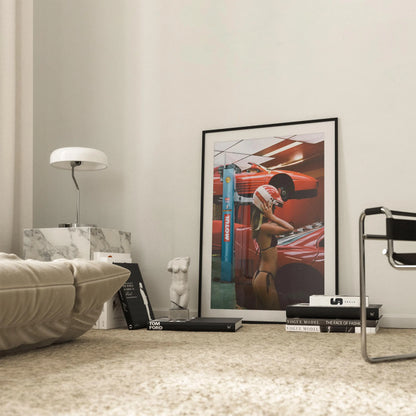 Vintage Ferrari Woman Car Poster