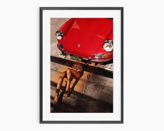 Retro Porsche 911 Poster, Red Porsche Coupe, Porsche Girls Print, Vintage Porsche Poster, Photography Prints, Museum Quality Photo Art Print